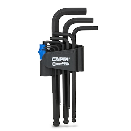 Capri Tools S2 Steel Metric Long Arm Ballpoint End Hex Key Wrench Set, 9 pcs 1-3000